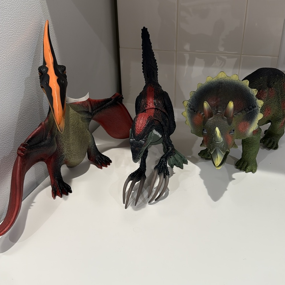 Dinosaur Action Figure Set - Black, Red, Green